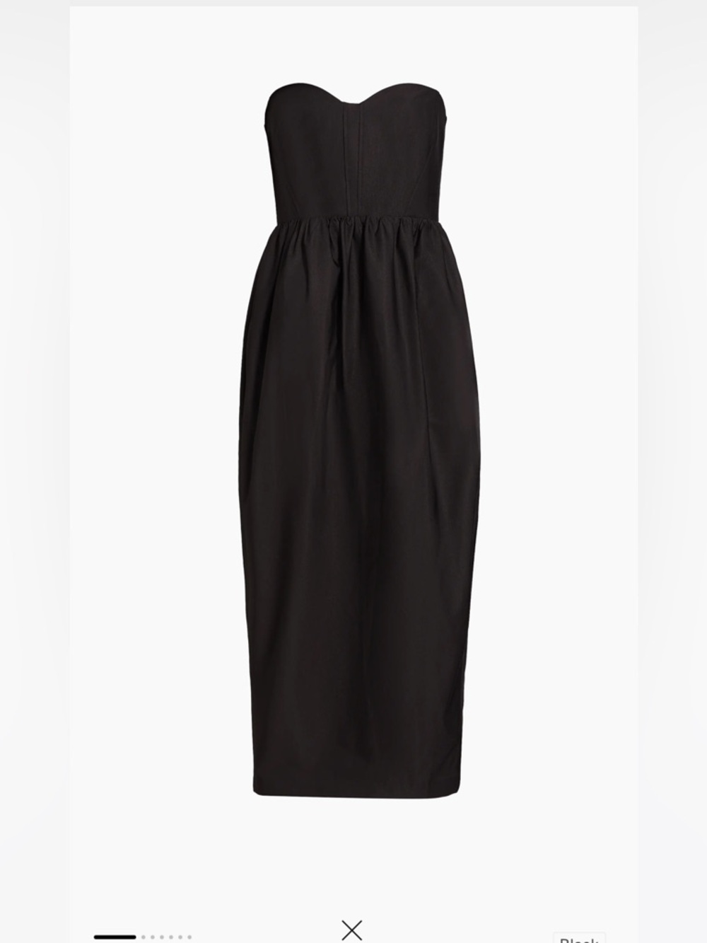 Strapless Black Midi Dress with Sweetheart Neckline